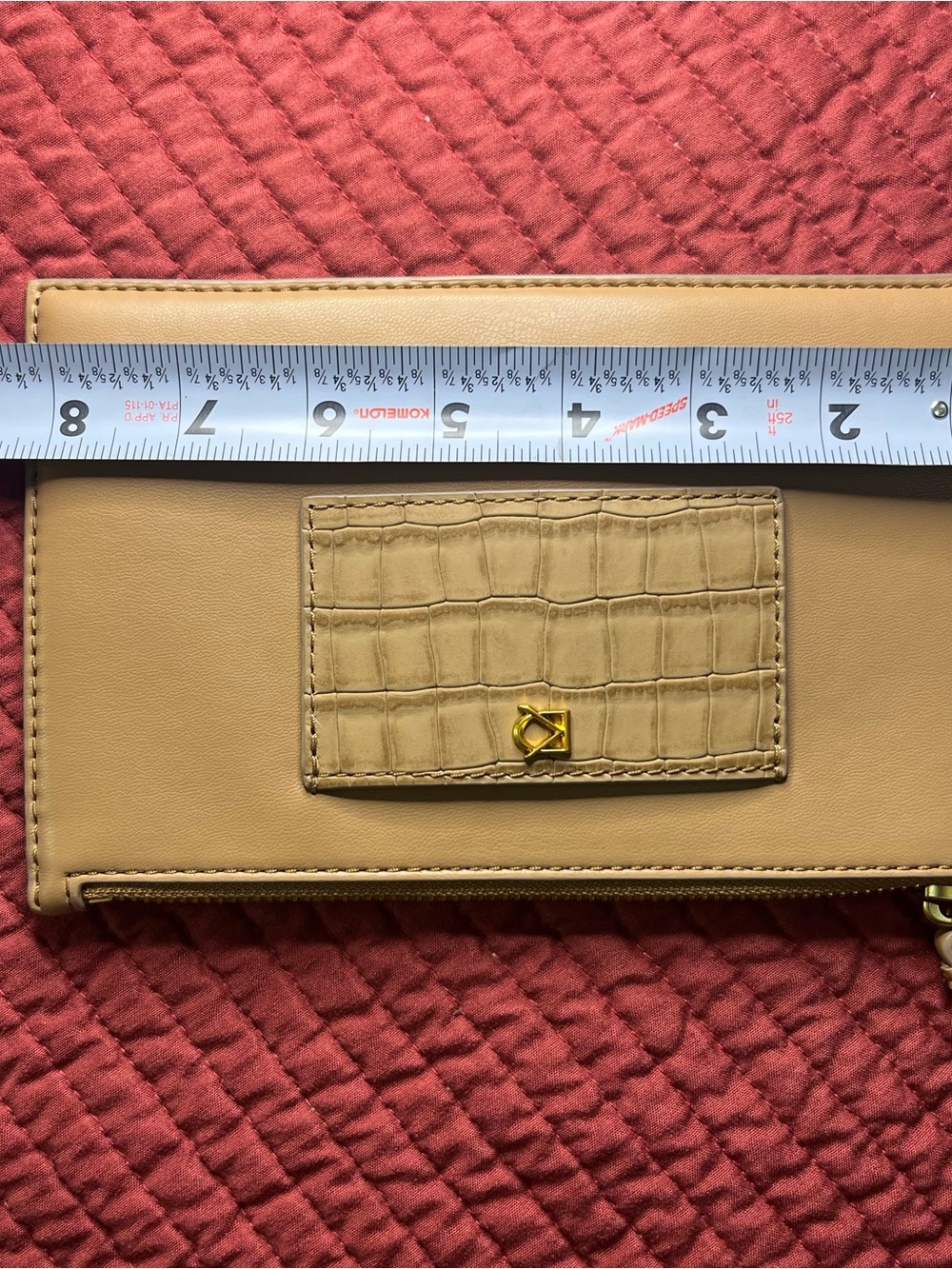 Donna Karan Baldwin Large Croco Wave Leather Shoulder Bag Tan Almond *NWOT* $468 - Picture 10 of 13